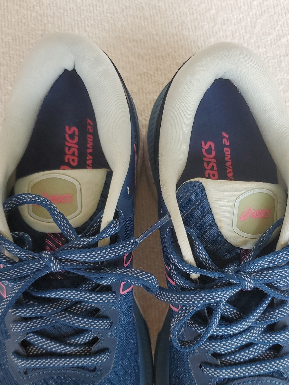 Asics Women's Gel KAYANO 27 Running Shoe Blue with Pink Logo Size 7.5 - Picture 10 of 10